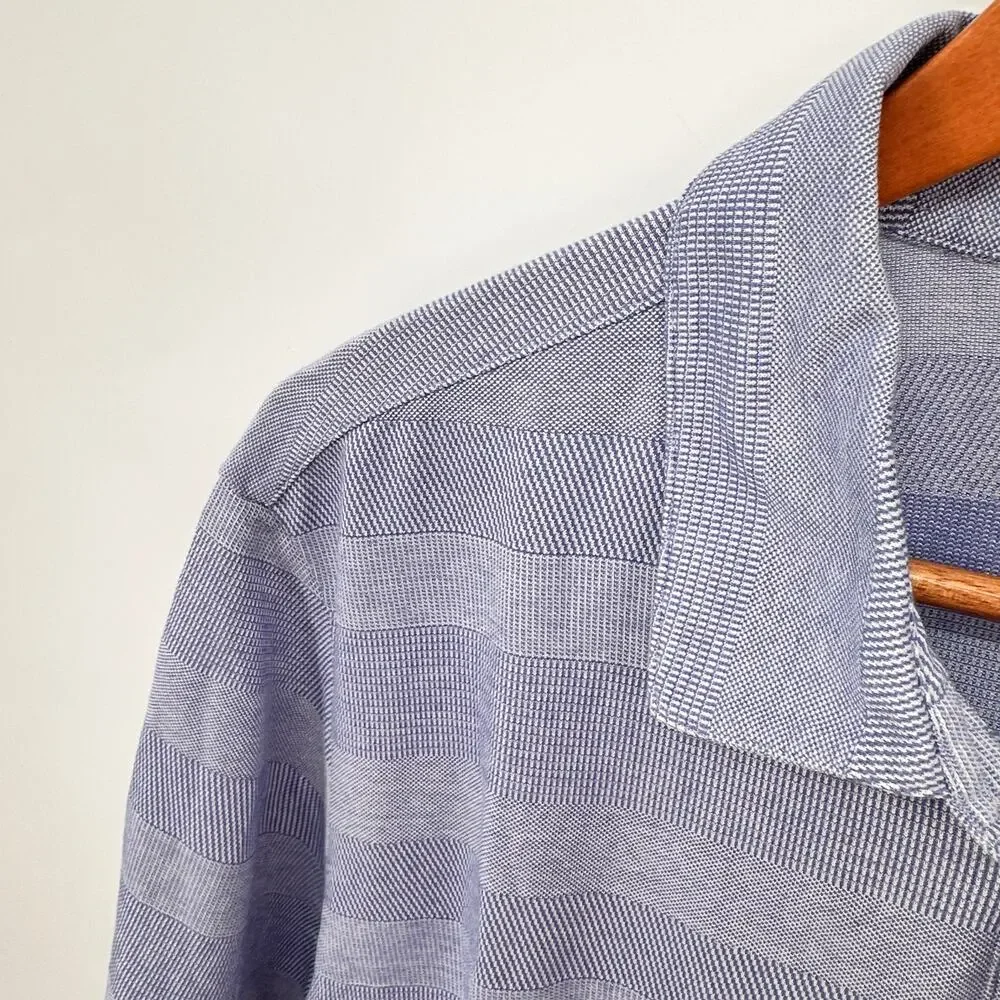 Robert Barakett Men's Blue Striped Cotton Polo // XL
